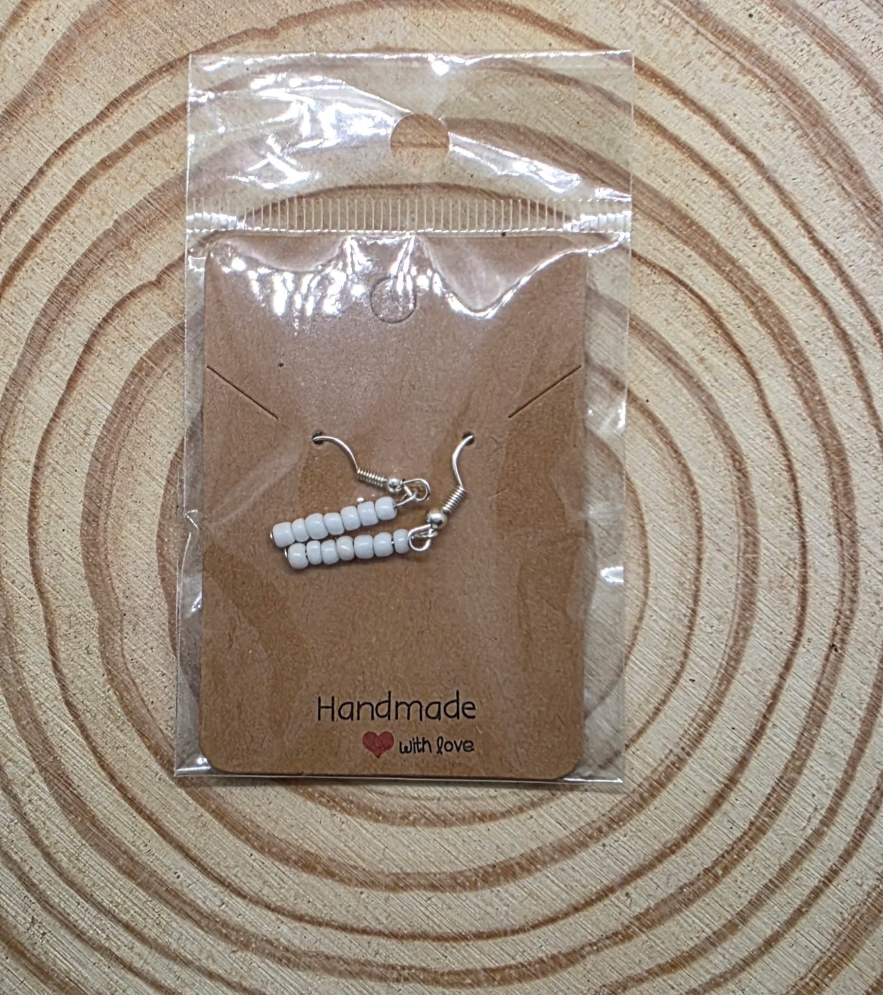 White Beaded Hook Earrings