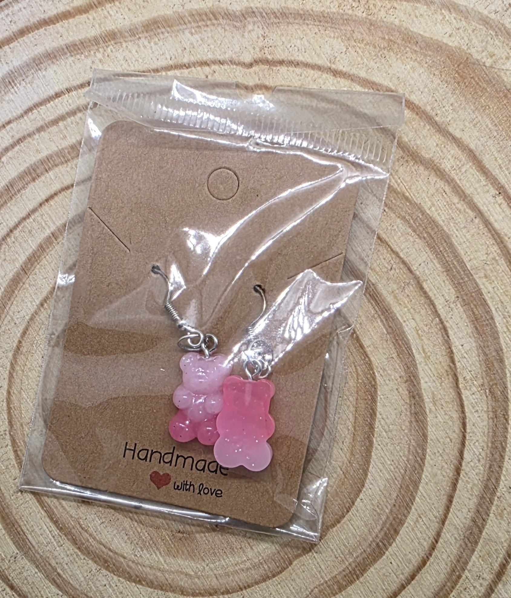 Pink Bear Hook Earrings