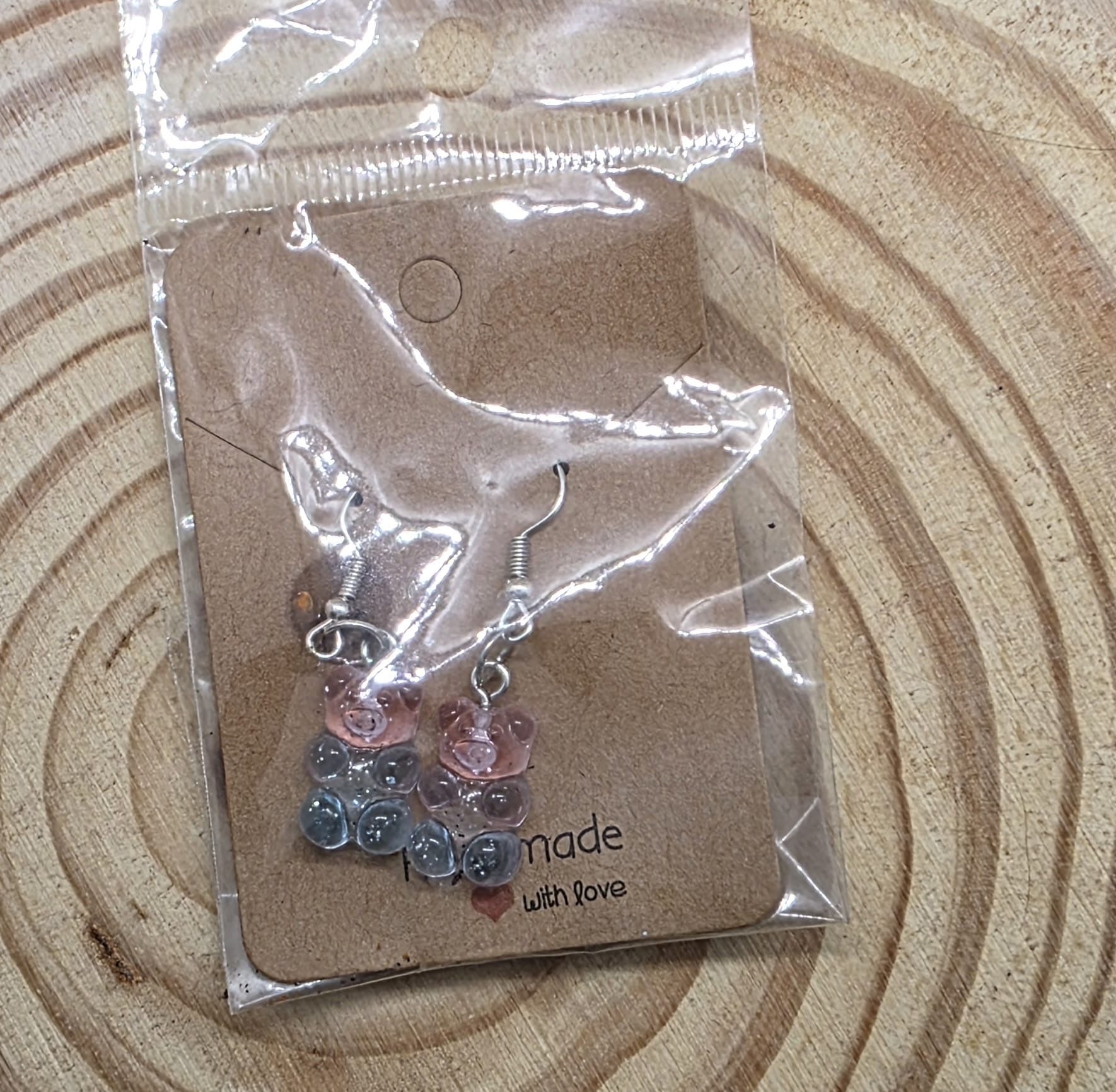 Transparent Pink and blue Hook Earrings