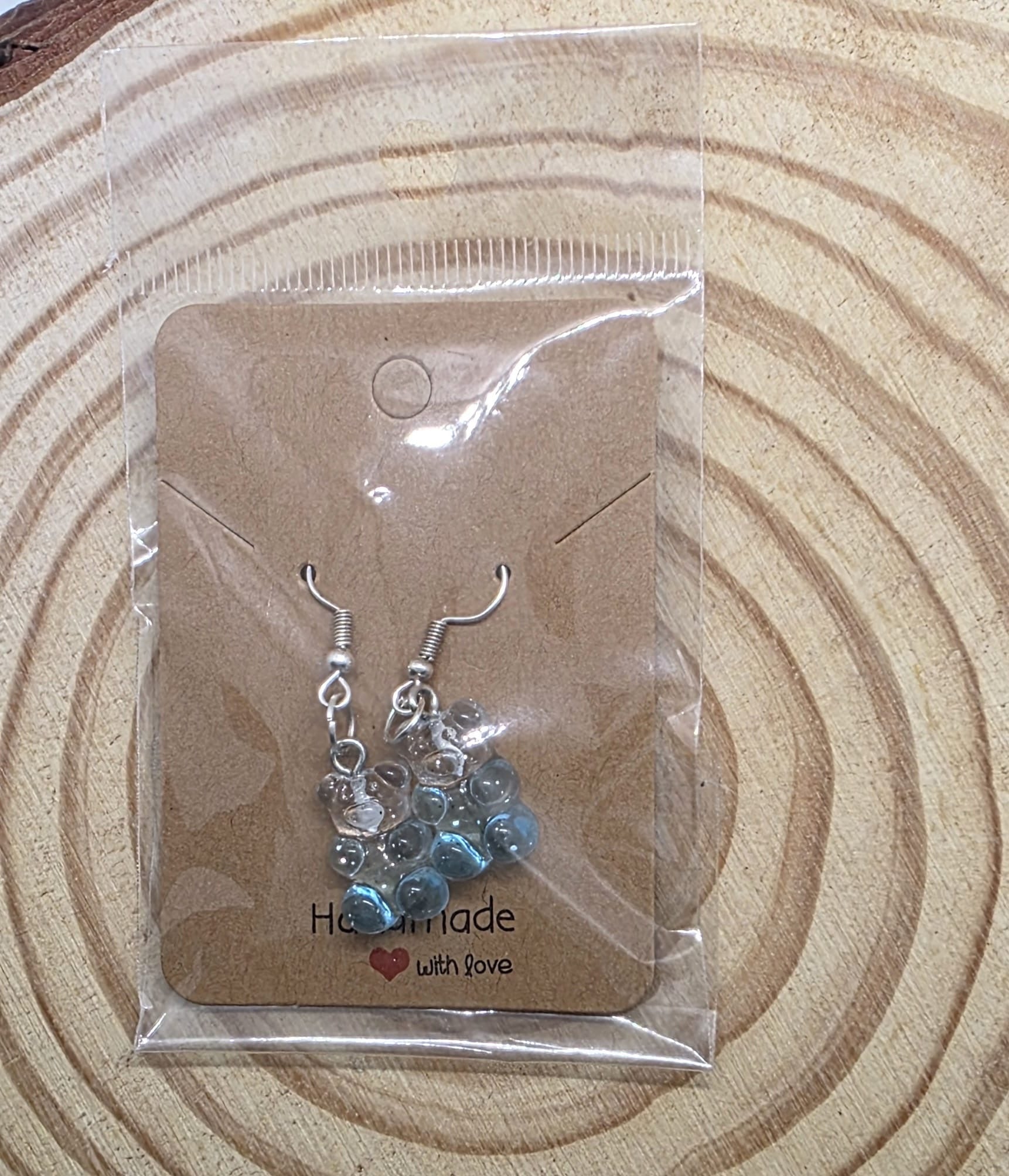 Clear and Blue Bear Hook Earrings