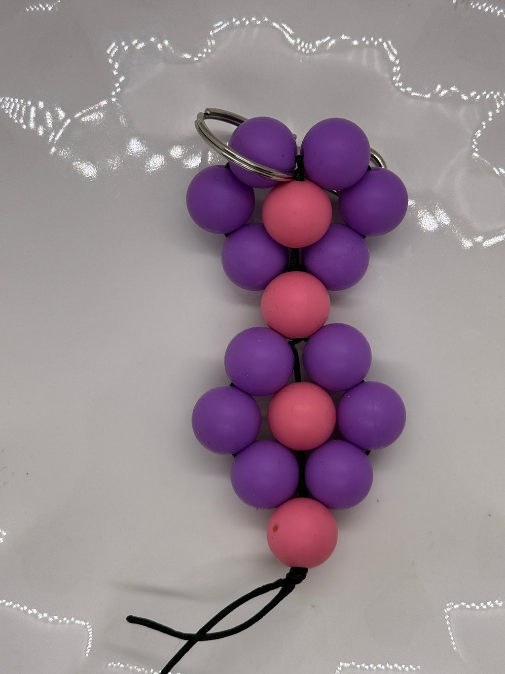 Double Flower Silicone Bead Keychain