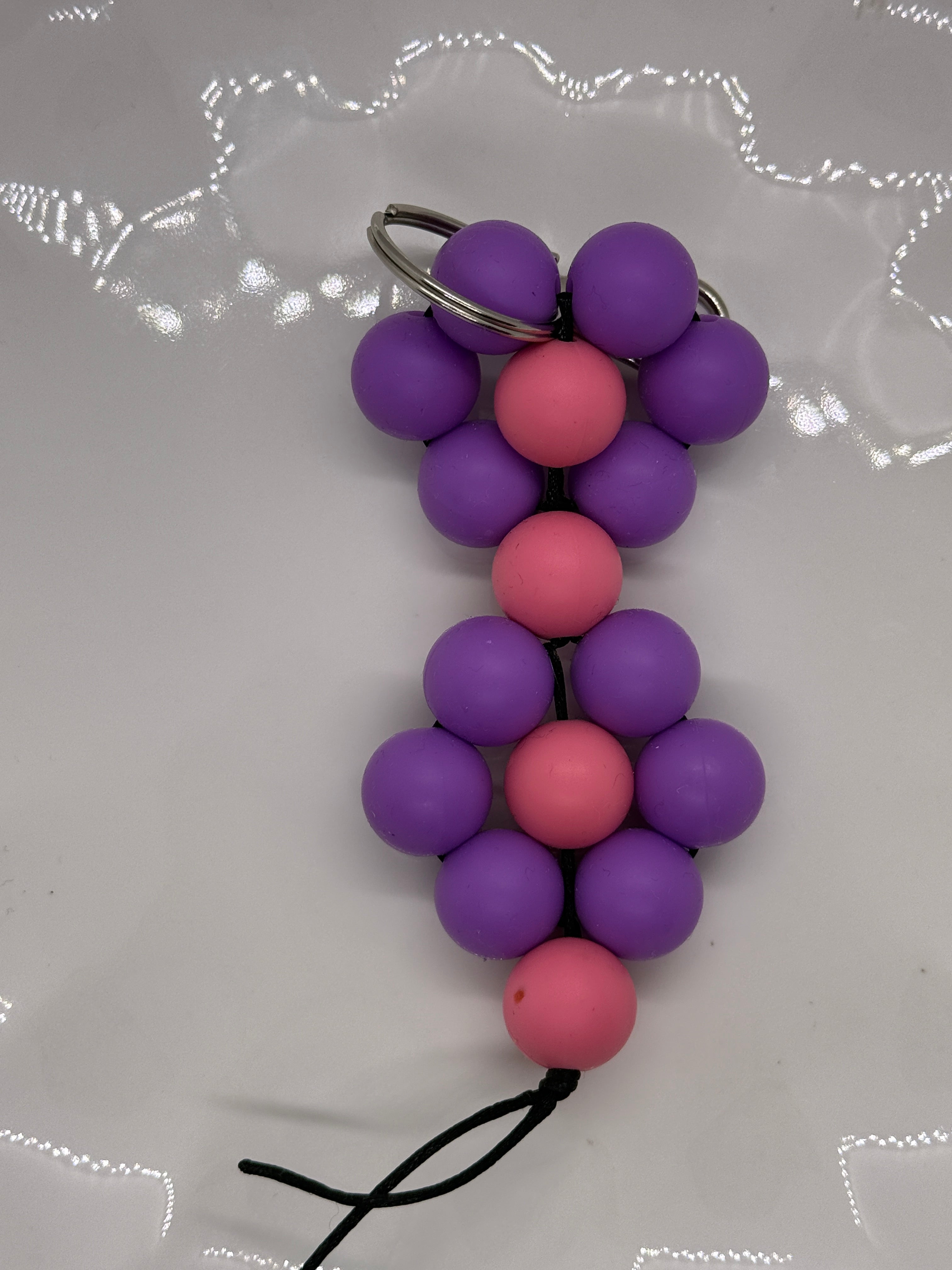 Double Flower Silicone Bead Keychain
