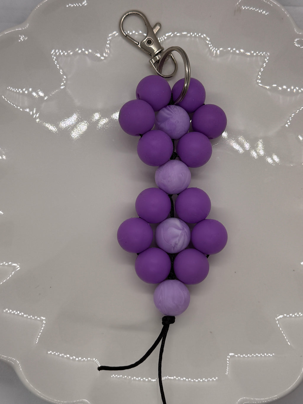 Double Flower Silicone Bead Keychain