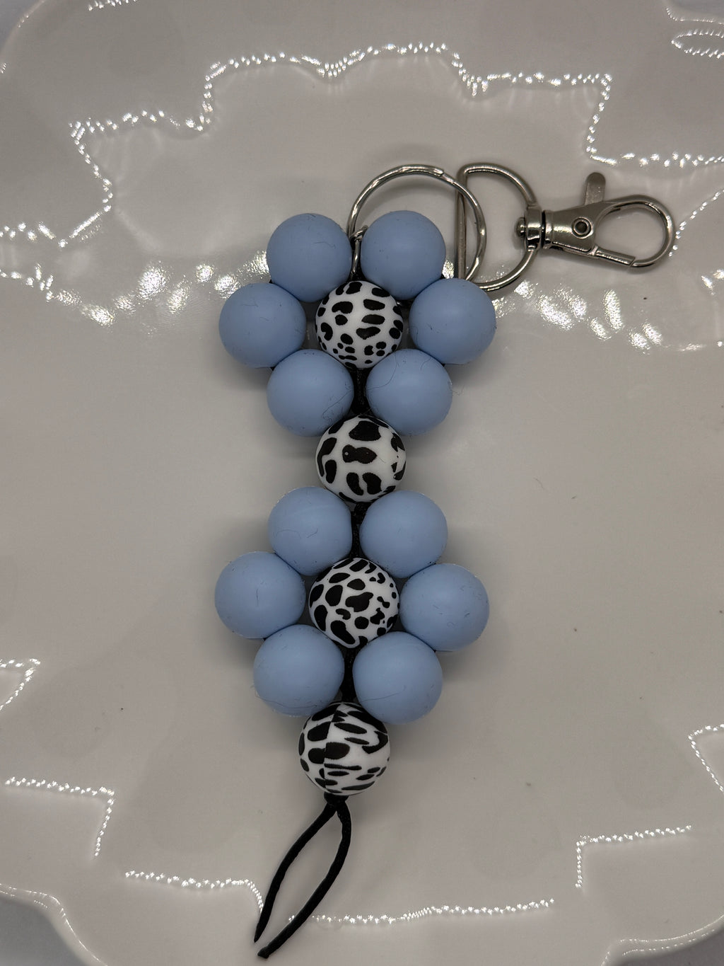 Double Flower Silicone Bead Keychain