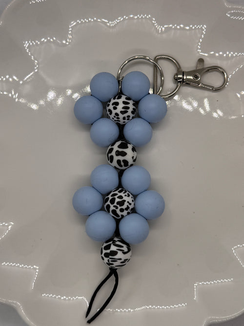 Double Flower Silicone Bead Keychain